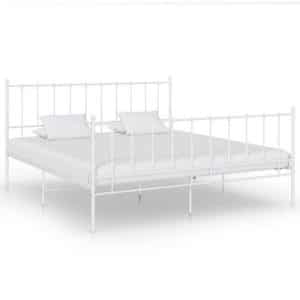 vidaXL Bed Frame White Metal 140x200 cm