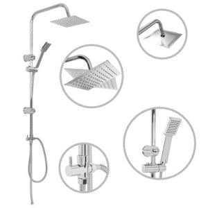 vidaXL Dual Head Shower Set with Hand Shower Stainless Steel