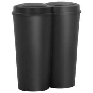 vidaXL Duo Bin Trash Can Black 50 L