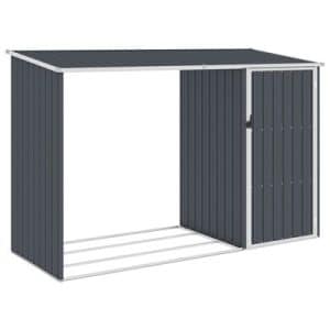 vidaXL Garden Firewood Shed Anthracite 245x98x159 cm Galvanised Steel