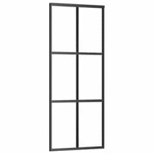 vidaXL Sliding Door ESG Glass and Aluminium 76x205 cm Black