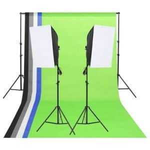 vidaXL Studio Lighting Kit with Backdrops & Softboxes