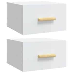 vidaXL Wall-mounted Bedside Cabinets 2 pcs High Gloss White 35x35x20 cm