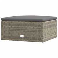 vidaXL Garden Footstool with Cushion Grey Poly Rattan